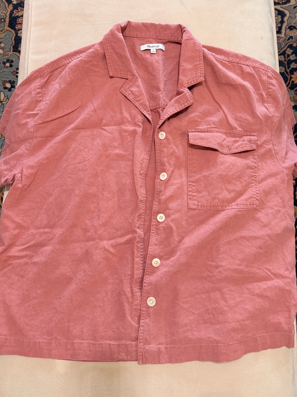 Madewell Short-Sleeve Button-Down Shirt in Dusty Rose